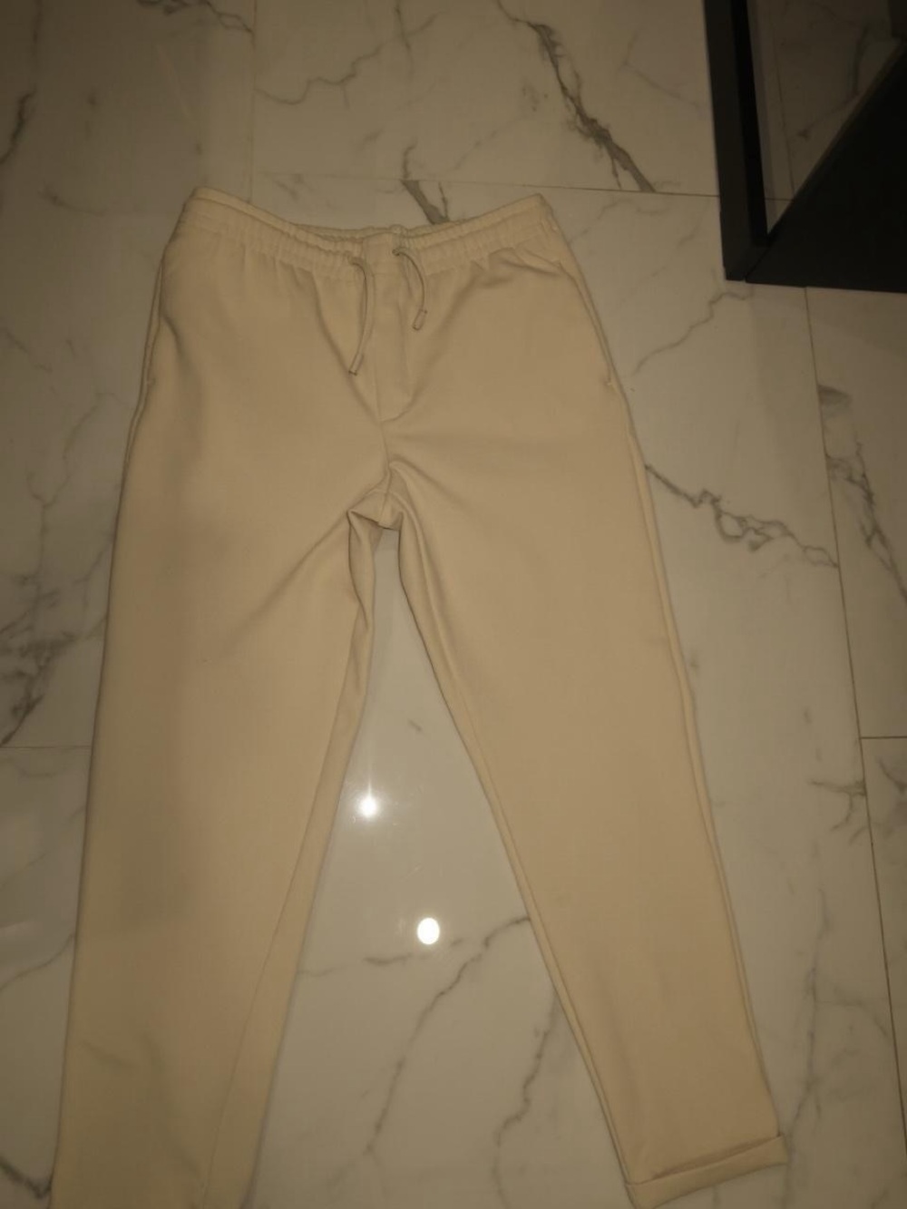 Zara Men's Drawstring Jogger Pants - Cream